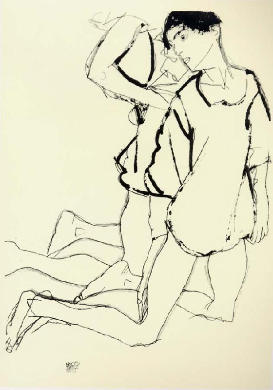 Egon Schiele Two Kneeling Figures oil painting image